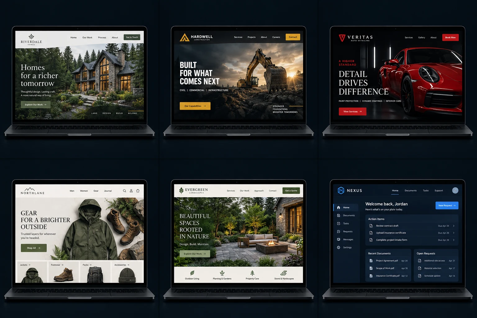 Home Services website design concept shown on a laptop